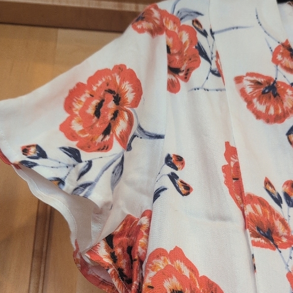 Somedays Lovin White and Orange Floral Buttoned Dress - Picture 4 of 6